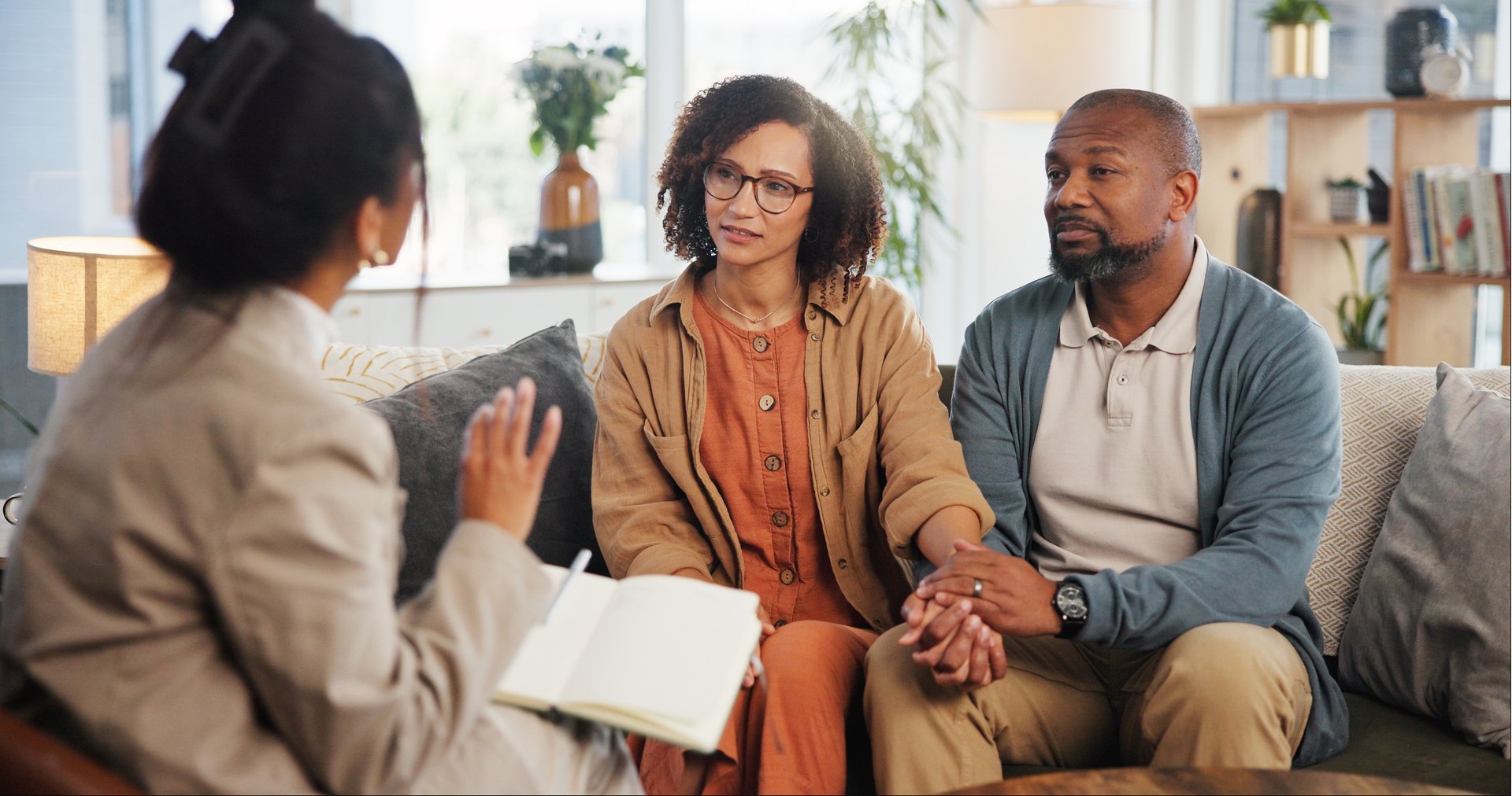 Couple doing in-person counseling in Houston