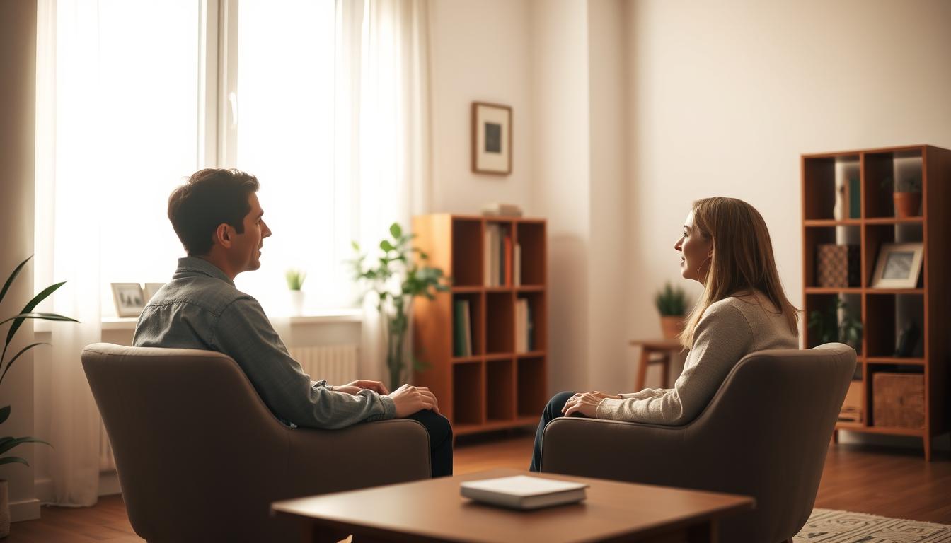 Couple doing in-person counseling in Houston